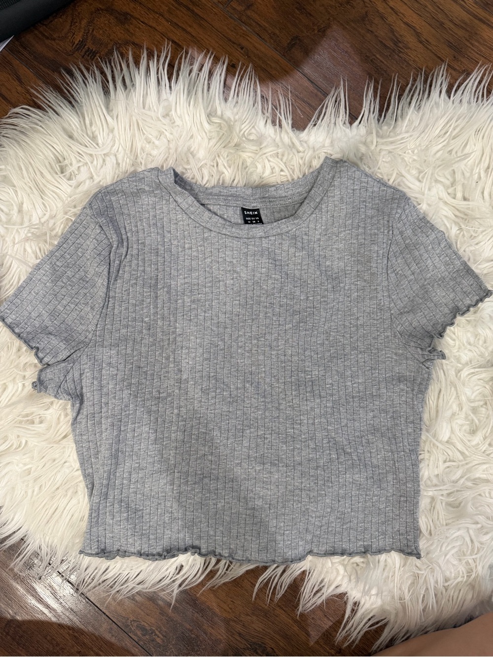 M Shein Ribbed Crop Tee - Short Sleeve